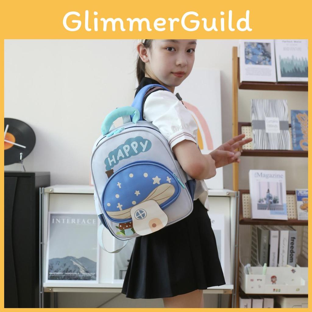 Mushroom Cartoon Letters Pattern Toddler Friendly Lightweight Backpack School