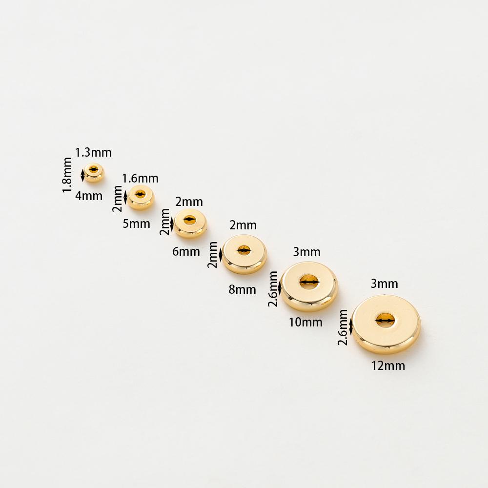 10-50Pcs 14K18K Gold Color Plated Brass 3-12Mm Round Spacer Beads Flat Bracelet Beads For Diy Jewelry Findings Accessories