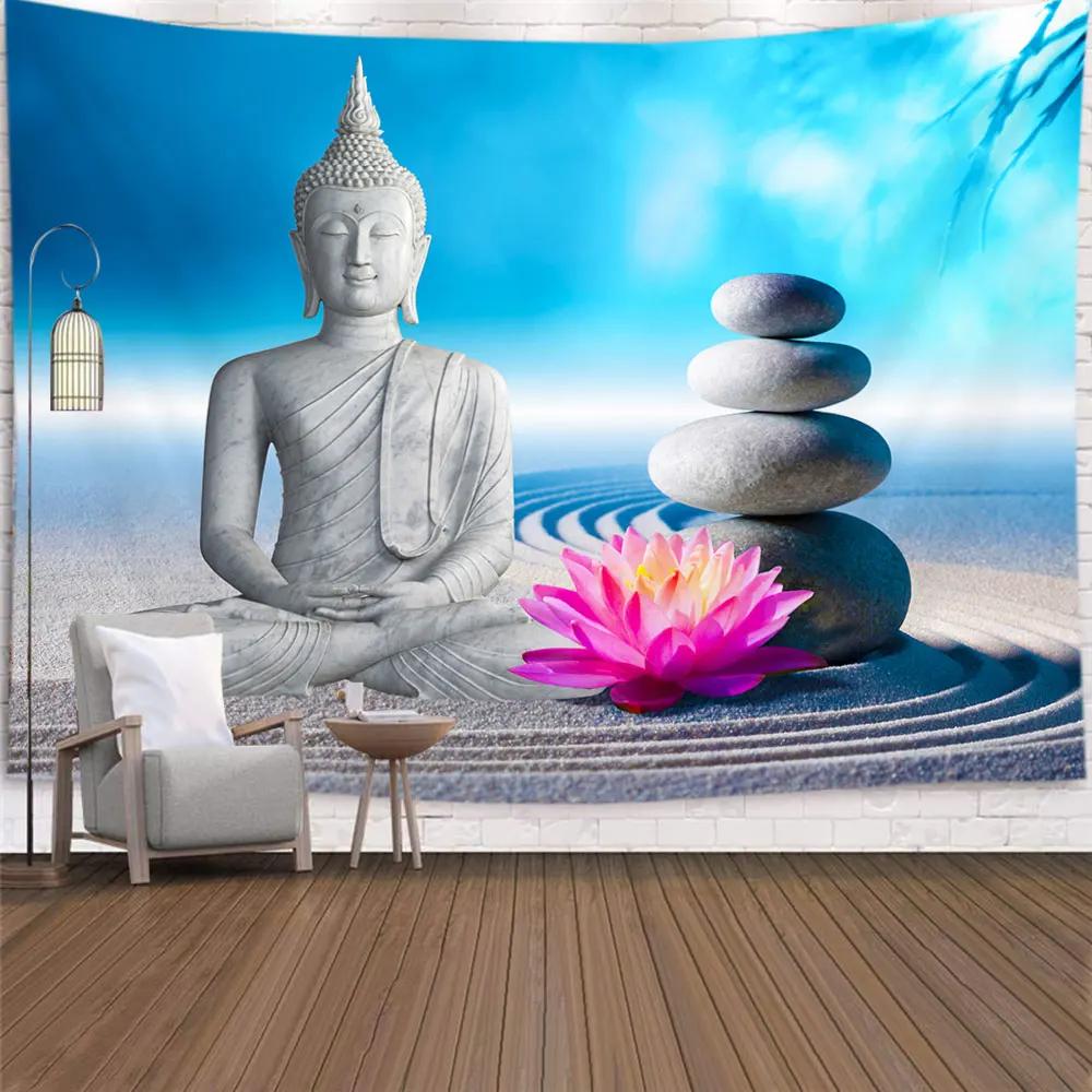 Tapiserie cu statuie lui Buddha, cuvertură de pat, agățată pe perete, covoraș de plajă boem, fete de masă, decor pentru dormitor