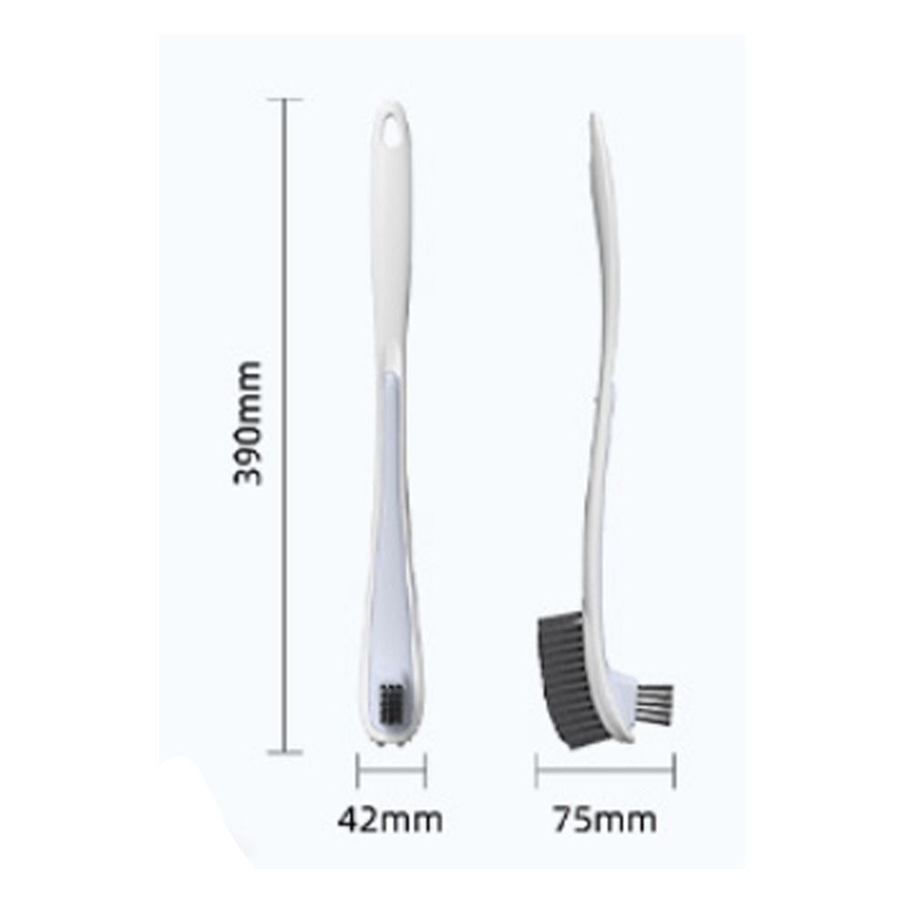 Long Handle Cleaning Brush Soft Hair Curved Brush Handle Double Head Toilet Brush Bathroom