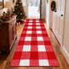 Red Plaid Christmas Runner Rugs Home Decoration Doorway Long Corridor Carpet Customizable Bedroom Easy Clean Foot Mat Non-slip