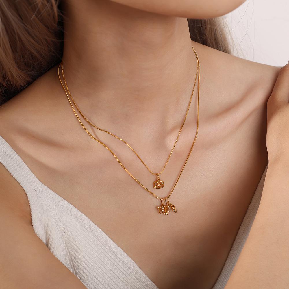 Cross-Border Retro Twelve Constellations Rhinestone Pendant