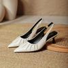 French bag head sandals women's summer 2025 new temperament pointed high heels thin heel pleated shallow mouth empty shoes