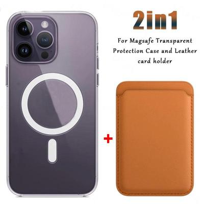 2'si 1 Arada Magsafe Kart Tutucu Cüzdan iPhone 16 15 14 13 12 11 Pro XS Max X XR için Manyetik Kılıf Kablosuz Şarj Aksesuarları