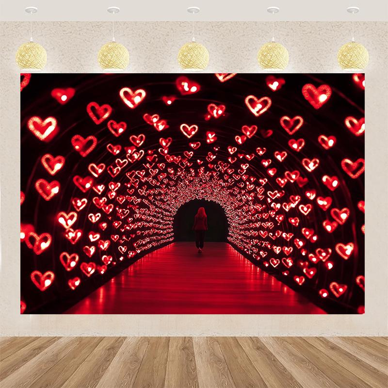 Valentine's Day Eternal Love Red Heart Tunnel Banner - Polyester background indoor and outdoor holiday decoration