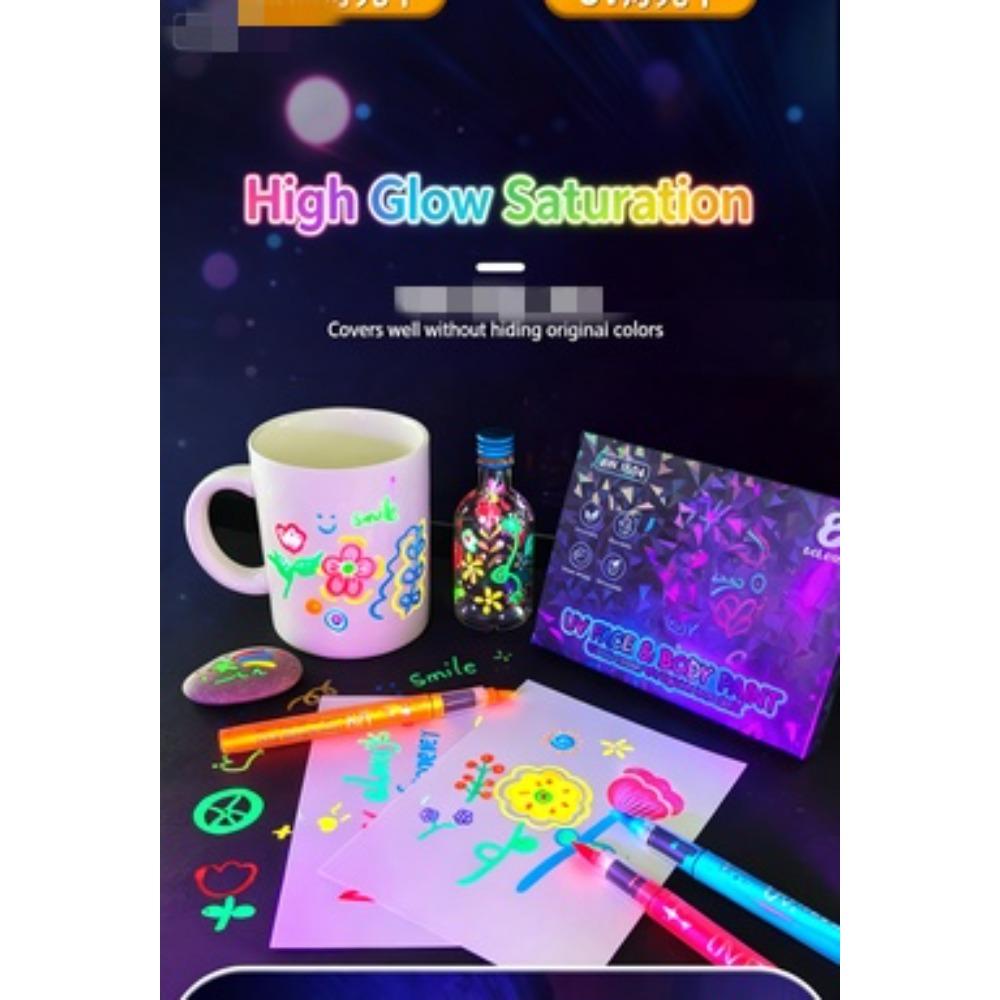 Children and Students Draw Luminous Pigments, Graffiti, DIY Markers, Fluorescent Pens