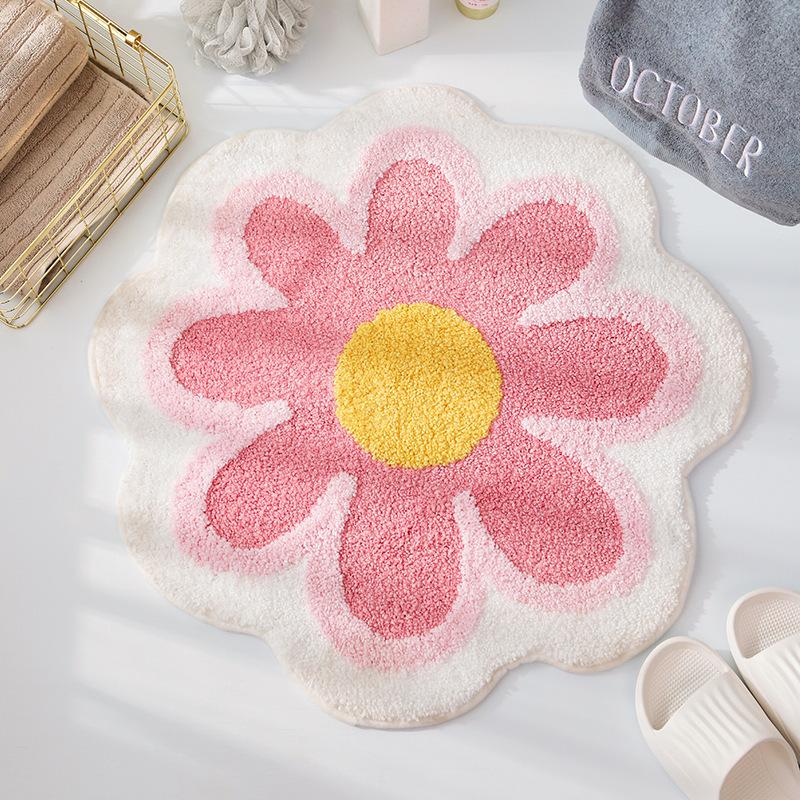 Soft Bath Mats Small Fresh Flowers Floor Mat Rugs Home Entrance Carpet Bedroom Toilet Bathroom Door Non-Slip Foot Pad