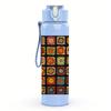 1PC Multicolor Square Mosaic 750ml Color Plastic Sports Water Bottle Leakproof Flip Straw Lid For Sports Office Home Use