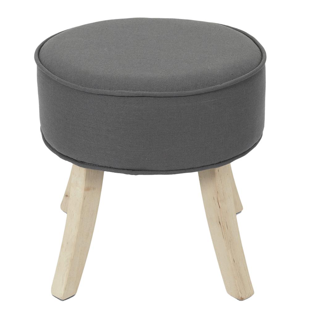 Les Trésors De Lily [A2266] - Gray 'Scarlett' Wooden Stool (linen) - 36x36x36cm