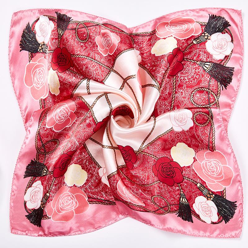 Light Luxury 50Cm Small Square Scarf Chain Printed Silk Scarf Women'S Thin Neck Protection Scarf Cheap Silk Scarf Gift