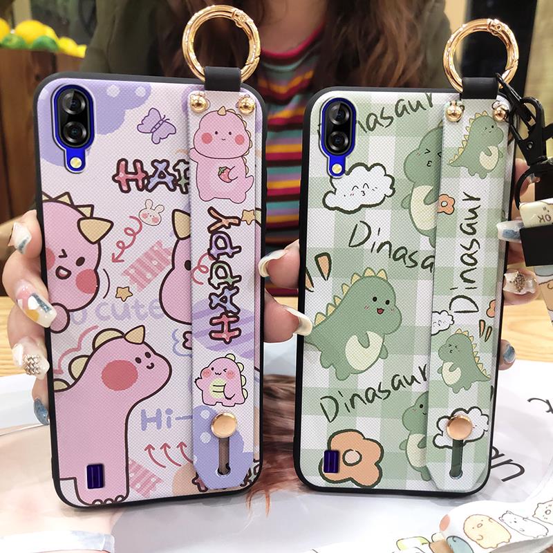 Shockproof Wrist Strap Phone Case For Blackview A60 Soft case Back Cover Waterproof Kickstand Ring Silicone Lanyard Cute