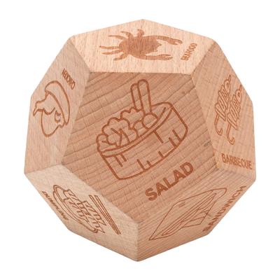 Food Decision Dice 12 Sided Wooden Portable Dinner Choosing Dice for Family Friends Gathering