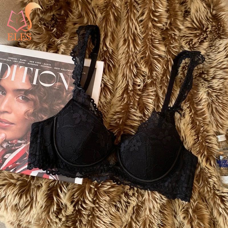 Sexy Lace Underwear For Women Thin Cup Comfort Bra Flowers Embroidery Lingerie Hollow Push Up Brassiere