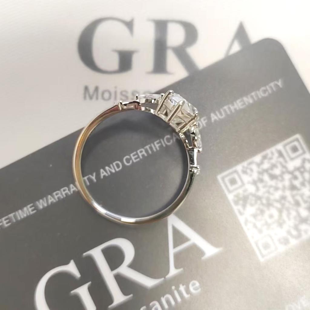 Anillo de Gota Súper Brillante con Moissanita en Forma de Pera para Mujer con Anillos de Diamante de Laboratorio de 1-3ct Joyería Plata de Ley S925