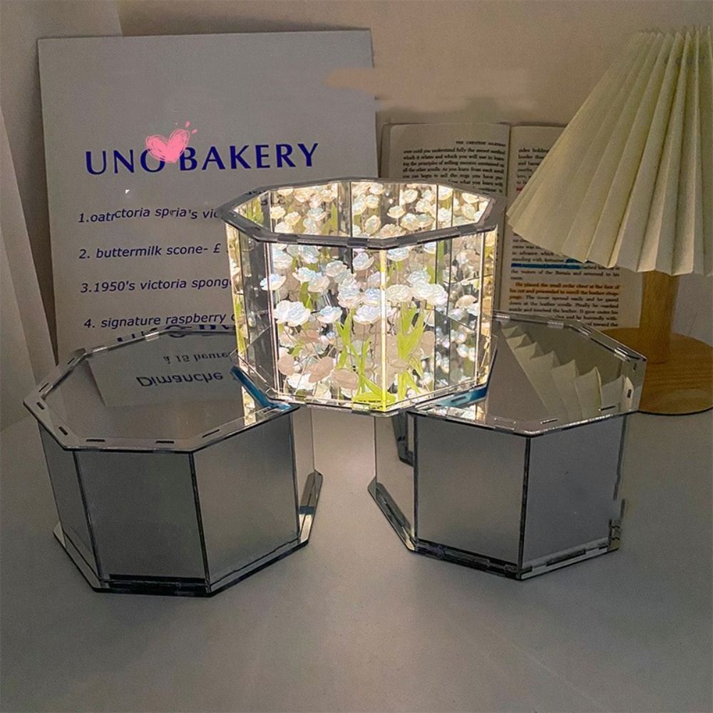 Home Ornament Tulip Octagon Nightlight DIY Material Package Tulip Table Lamp  for Living Room
