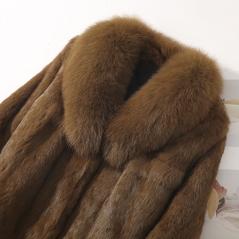 Trendy Winter Plus Size Short Faux Rabbit Fur Coat Faux Leather Fox Fur Collar Shearling Integrated Warm Outerwear