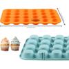 2PCS Silicone Mini Muffin & Cupcake Pan Set, Little Cook 24 Cups Mini Muffin Baking Pan, Non-Stick, BPA Free, Dishwasher Safe, Perfect for Making