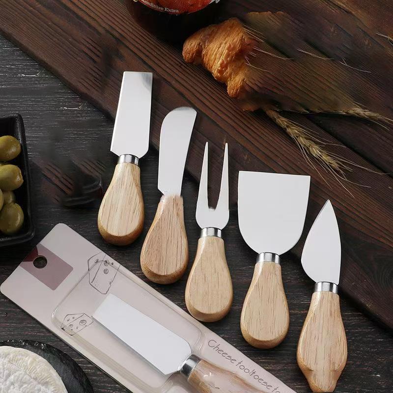 Stainless Steel Cheese Knife Set with Wooden Handle