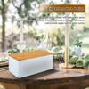 Bread Box with Bamboo Lid Metal Bread Bin Kitchen Reusable Breathable Bread Storage Container Dessert Snack Food Box for Home