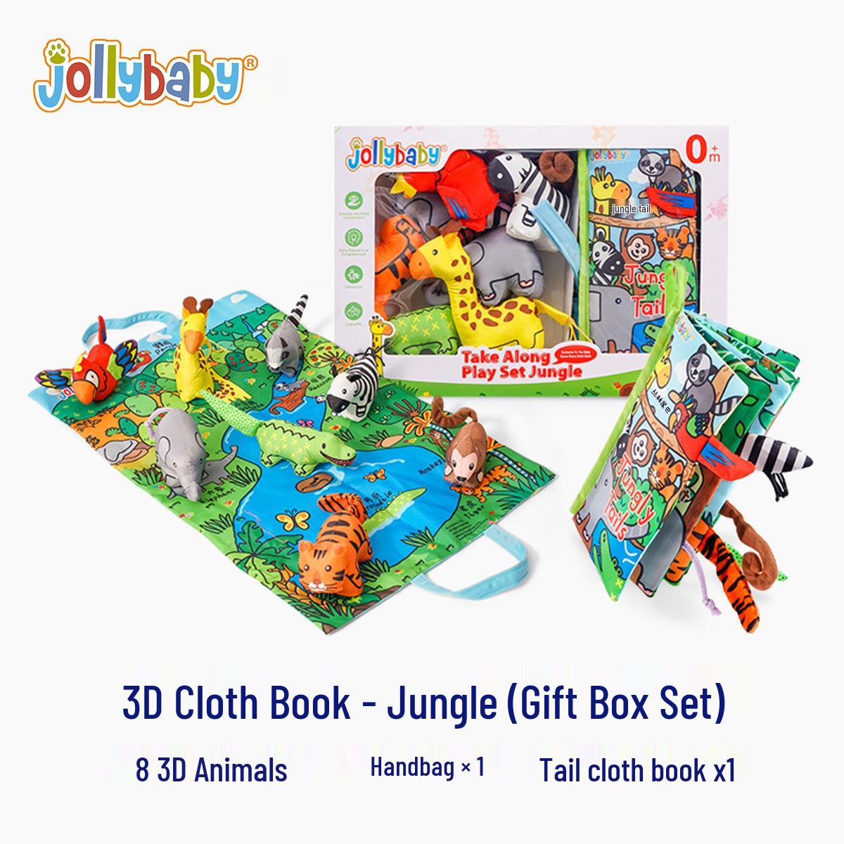 Jollybaby 3D Farm & Jungle Baby Cloth Book Set: Newborn Educational, Tear-Resistant Toy