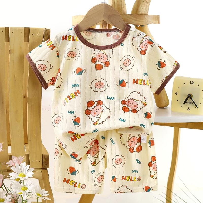 2pcs/set Cotton Children Sets Kids Clothes Boys Girls T-shirt Shorts  Summer Short Sleeve Baby Clothing Toddler