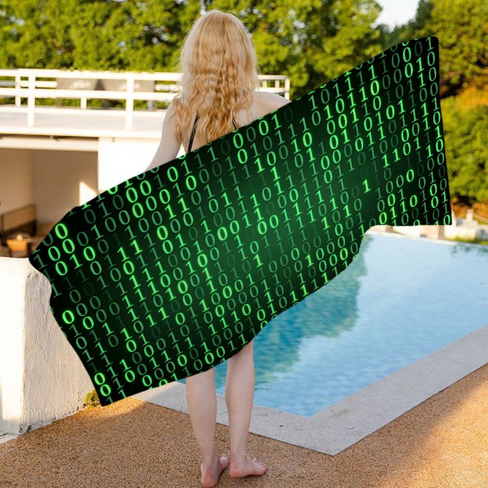 Binary Code The Matrix Program Chart Game Film Beach Towel Bath Towels For Microfiber Quick Dry Custom Sand Free Beach Yoga Spa