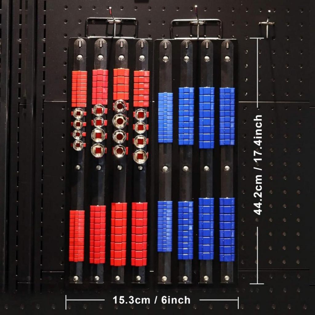 80-Socket Storage Tray Rail Rack Holder Set 1/4 3/8 1/2 Sockets Organize and Store Socket Socket Rack for Medium-Sized Hand Tool