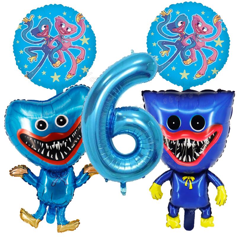 Game Huggy Wuggy Number Balloons Decoration Poppy Playtime Birthday Party Ballon Set Baby Shower Cartoon Round Foil Balloon