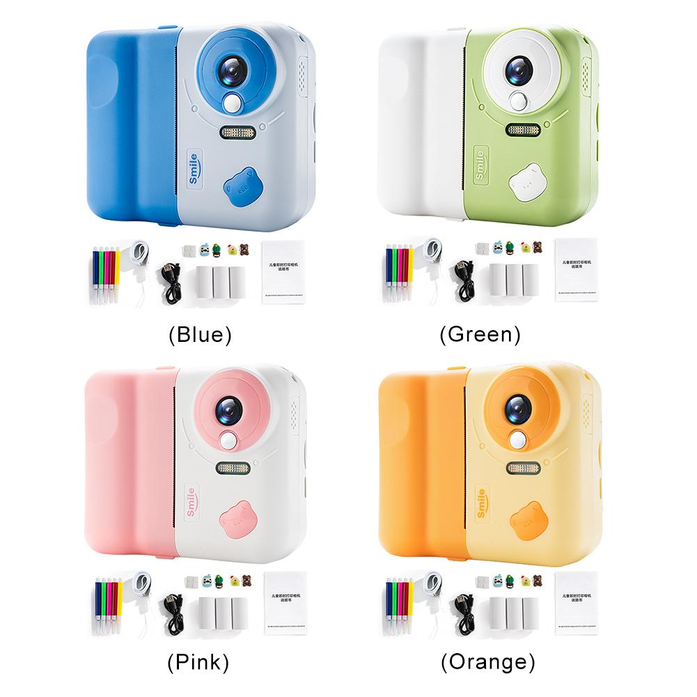 HD 1080P Children Digital Video Camera 2.4 IPS Screen Thermal Printing Camera with 3 Rolls Print Paper for Girls Boys Aged 3-12