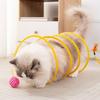 Steel Wire+Elastic Mesh Folded Cat Tunnel With Bell Breathable Cat Spring Toy S Type Training Interactive Cat Collapsible Tunnel