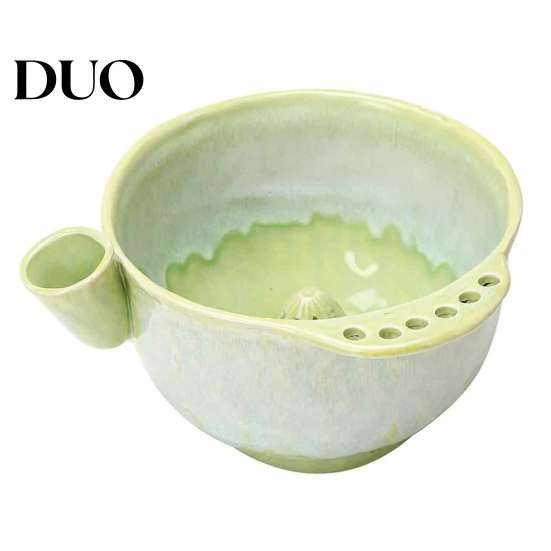 Small Fruit Strainer Ceramic Berry Washing Bowl, Swirl Design Rinse Colander with Handle Easy Clean Container And Drain Holes, Cleaning Bowl