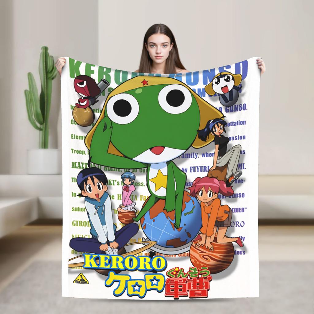 Classic Comedy Anime Keroros Frog Blanket  Travel Flannel Throw Blanket For Couch Chair Super Soft Design Quality Bedspread Gift