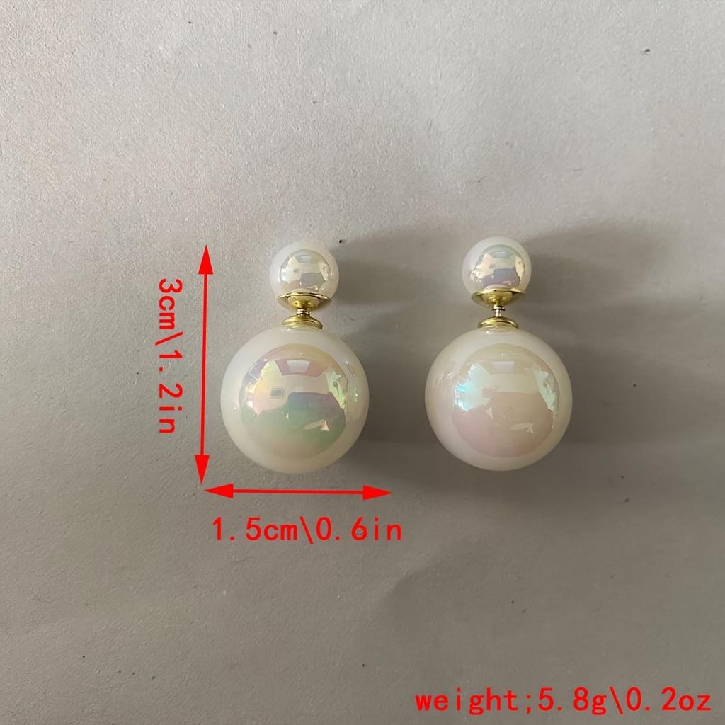 Mote Dame Ball Doble Øredobber Delikate Tosidige Kunstige Perle Ørestikker for Kvinner Boucle Jentegaver Smykker