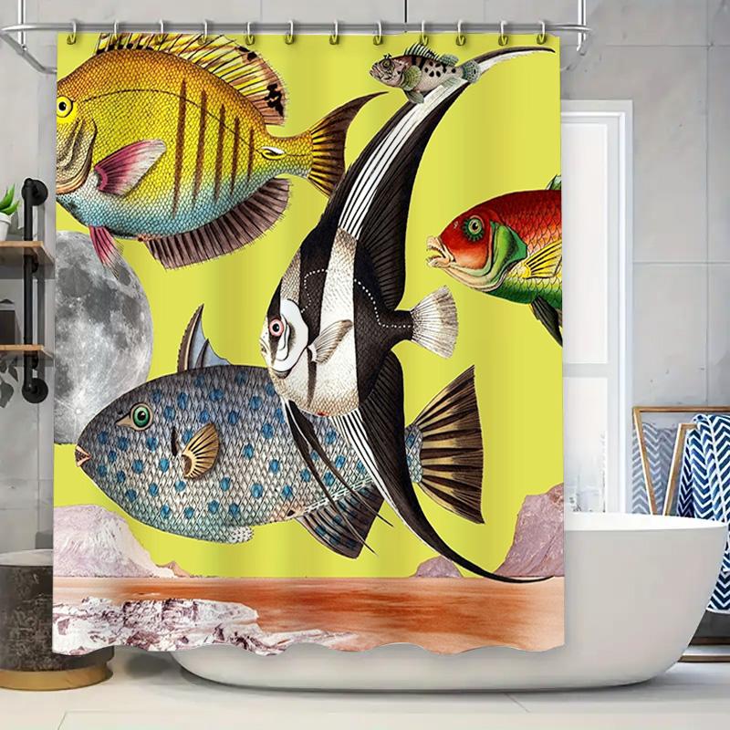 

3D шторка для душа с рыбами на заказ водонепроницаемый декор для ванной комнаты искусство с принтом ткань домашние аксессуары Зеленый цвет #25417869073931 (китайский язык 90x180cm