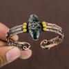 Natural Seraphinite Gemstone Handmade Copper Wire Wrap Cuff Bangle Adj. e0f14