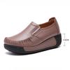 Genuine Leather Women Working Shoes Fashion Wedge Heels Platform Shoes Non-slip Loafers Casual Walking Shoes