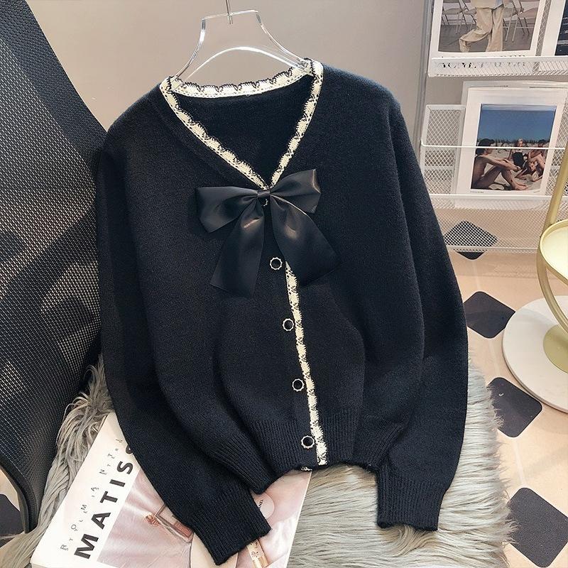 

Женское пальто Осень Зима Топ с длинным рукавом Толстый Модный Кружевной Вязаный Свитер Кардиган One Size чёрный