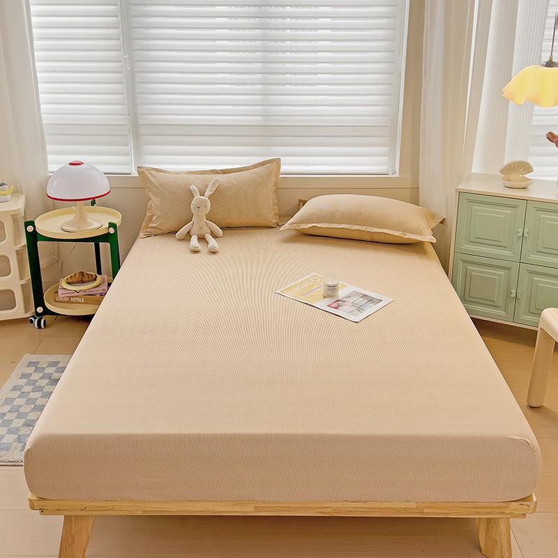 Four Seasons Skin-friendly Washed and Brushed Solid Color Pillowcase Protective Cover Double Fitted Sheet Taiwan Bed Bag