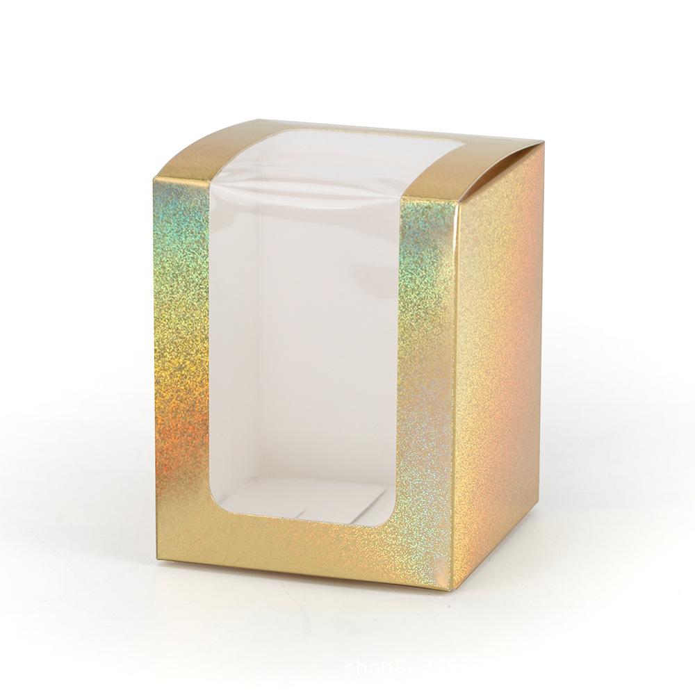 WTEMPO 10PCS Transparent Window Laser Paper Boxes Small Mug Glass Cups Aromatherapy Model Packaging Boxes, Perfect for Birthday Wedding Gift Boxes