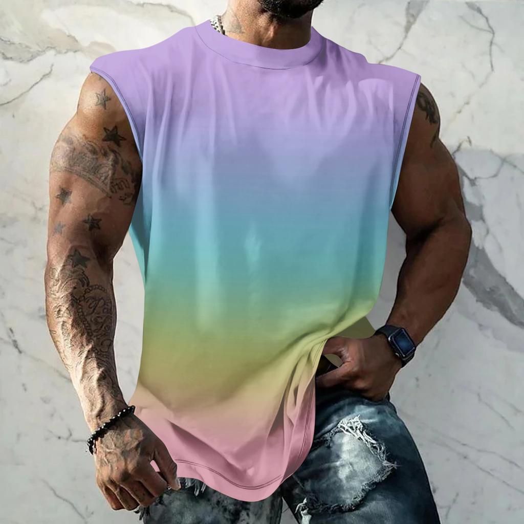 Men Sleeveless Tank Top Muscle Shirt Casual Loose Fit Basic Plain Undershirt Summer Sportswear Workout Gym Vest