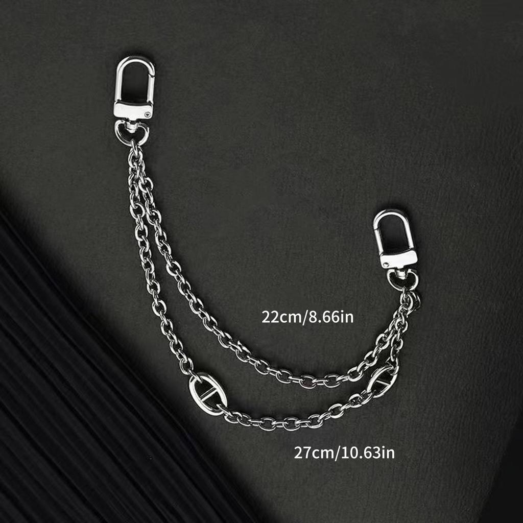 Double Layers Bag Chain Metal Bag Strap with Buckles Retro Purse Chain Charms for Shoulder Crossbody Bag Decoration