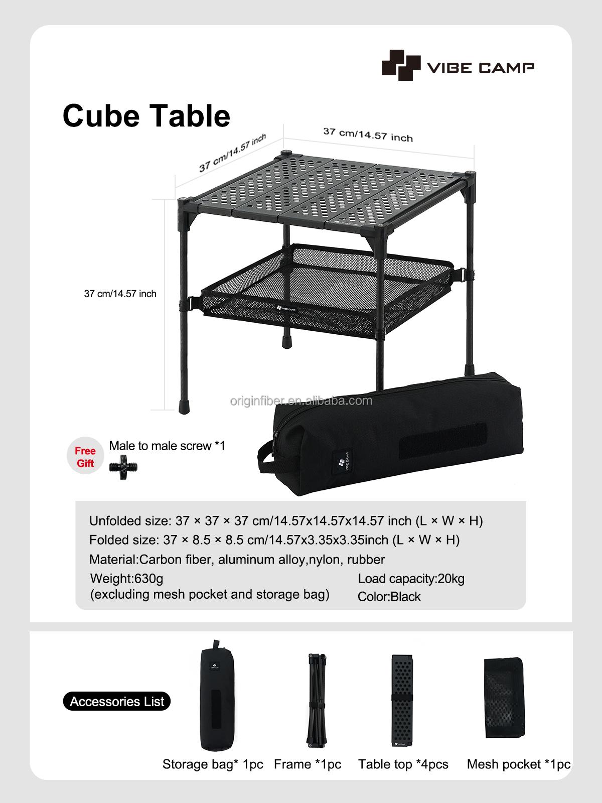 Outdoor Portable Table Lightweight Folding Table Made with Carbon Fiber Aluminum for Hiking Traveling Camping Picnic