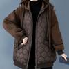 Veste à capuche patchwork en coton duvet pour femme, manteau épais, veste en coton, mode grande taille ample, vêtements pour femmes