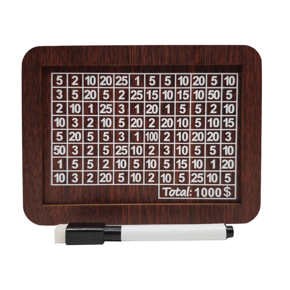 Wooden Money Box with Counter Marker Pen Vintage Piggy Bank Numbers Coin Cash Container Money Saving Challenges Box