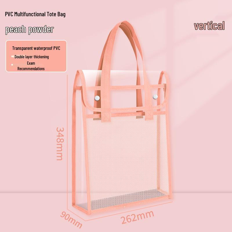 A4 Large Capacity Three-Layer File Bag with Transparent Mesh