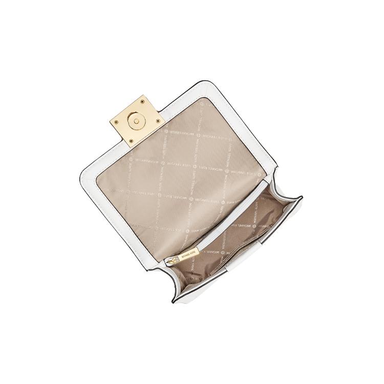 New MICHAEL KORS MK Sonia Cow Leather Chain Bag, Small Square Bag, Shoulder Bag, Crossbody Bag Trumpets Women's White 35F1G6SS5L-085