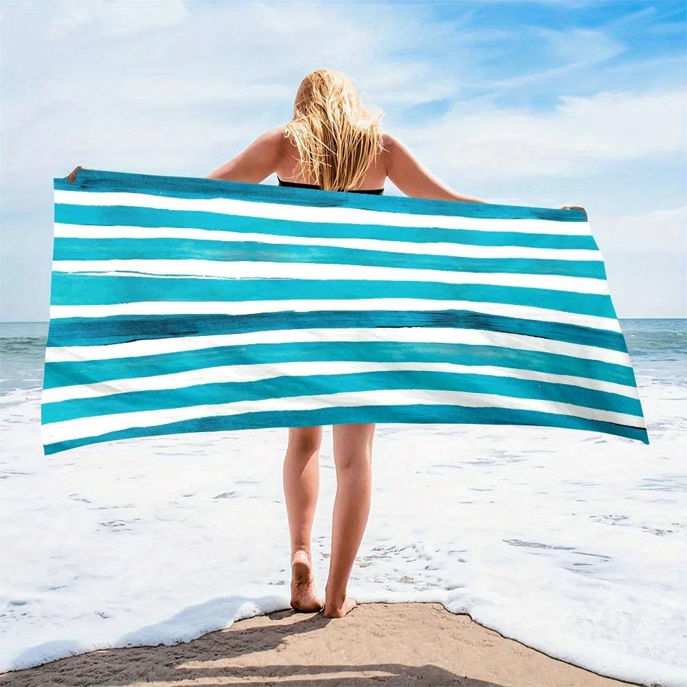 Beach Vibes: Stunning Blue and White Striped Beach Towel for Ultimate Comfort! Suitable for Towels, Bath Towels, Beach Towels