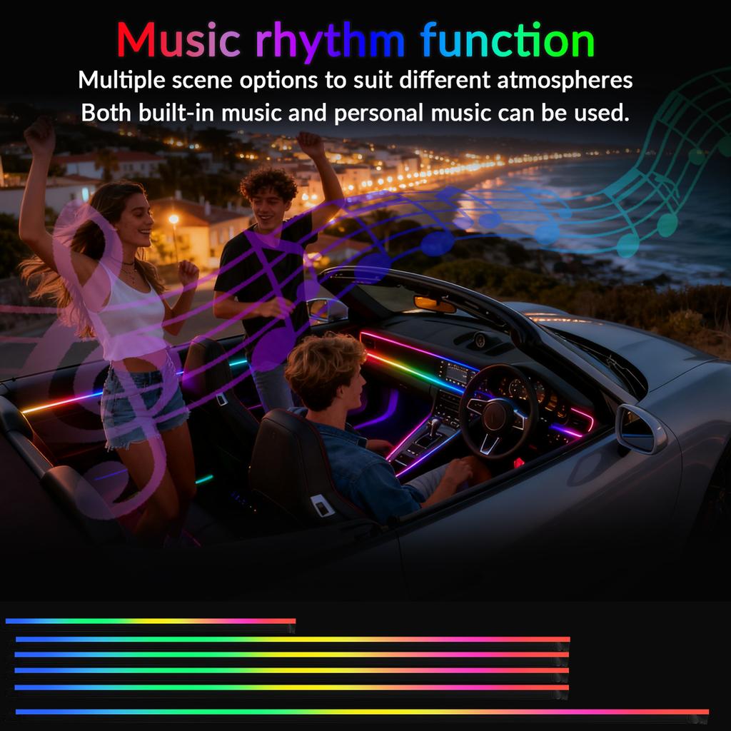 Dream Color Acrylic Interior Lights LED Strip Lights with APP Control Car Accessories Decorative LightsNeon Ambient Lighting Kit