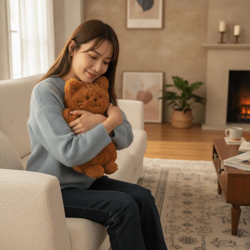 Realistic Texture Simulation Black Cat Plush Doll Soft Brown Cat Plush Doll Birthday Gift