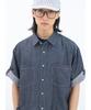 GOSTREET Semi-Oversized Tencel Denim Rolled-Up Short Sleeve Shirt Dark Blue